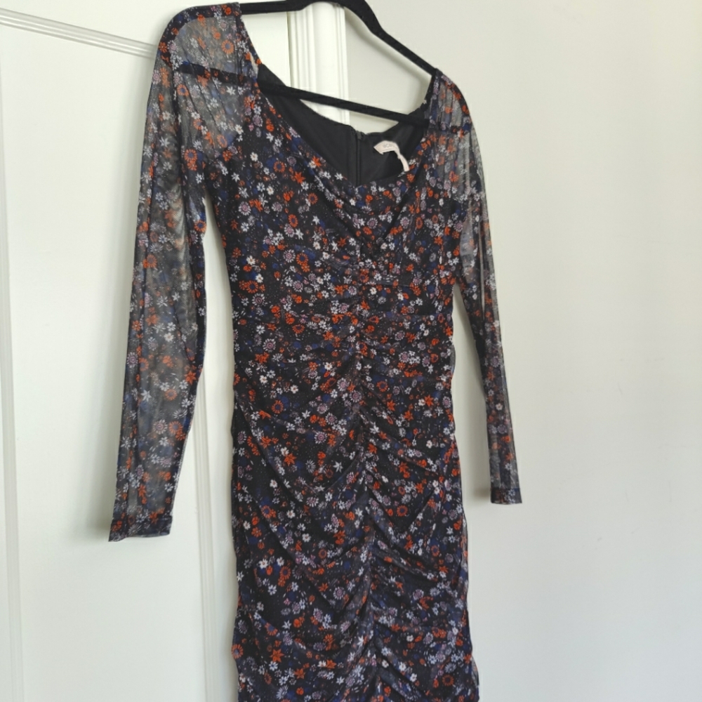BCBGeneration Dark Mesh Floral Mini Dress | 8 - Picture 5 of 16